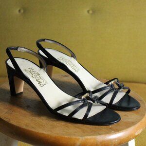Salvatore Ferragamo Leather Strappy Kitten Heels Sz 8.5